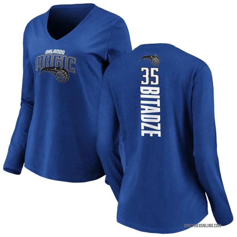 Goga Bitadze Women's Royal Orlando Magic Backer Long Sleeve T-Shirt